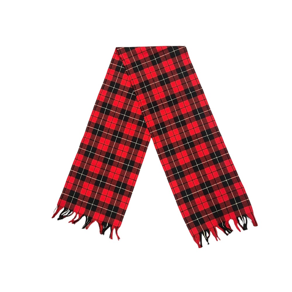 Vintage Pendelton Fringe‎ Scarf 100% Virgin Wool Red Tartan Plaid Made in USA